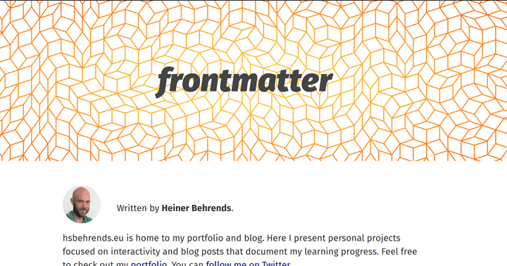 screen shot of the frontmatter blog